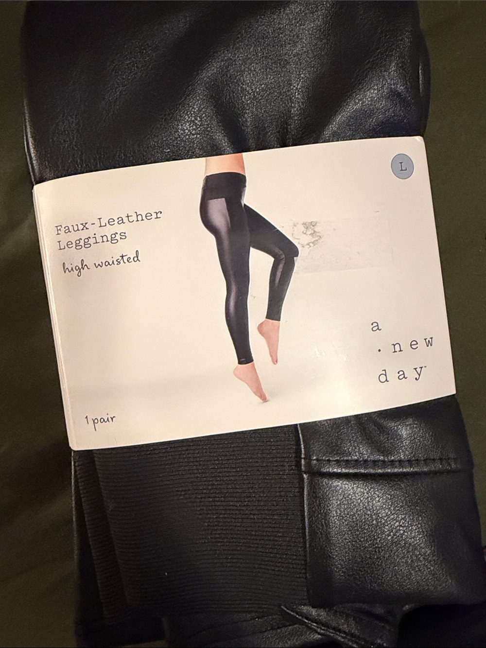 a new day Black Faux-Leather High-Waisted Leggings